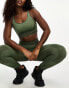 Фото #2 товара Hummel Seamless mesh insert sports crop top in dark green