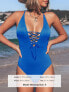 Фото #6 товара Cupshe Women's Lace-Up Plunge Ribbed One-Piece Swimsuit