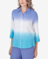 Petite Summer Breeze Dip Dye Gauze Button Down Blouse