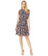 Фото #2 товара Платье женское Nicole Miller 292420 с оборками и цветочным принтом (Темно-синий мультицвет)
