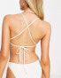 Фото #2 товара Weekday polyamide blend cross back tie front bikini top in off white - CREAM