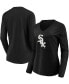 ფოტო #1 პროდუქტის Women's Black Chicago White Sox Official Logo Long Sleeve V-Neck T-shirt