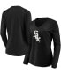 Women's Black Chicago White Sox Official Logo Long Sleeve V-Neck T-shirt Черный, XLARGE - фото #1