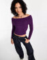 Daisy Street off shoulder fitted jumper in purple knit Фиолетовый, DE 50 - фото #2