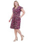 Фото #3 товара Plus Size Floral-Print Flutter-Sleeve Dress