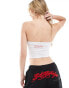 Ed Hardy bandeau crop top with roaring tiger graphic white