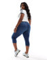 ONLY Curve Augusta high waisted skinny pedal pusher jean in mid blue wash