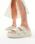 ASOS DESIGN Freestyle flatform double buckle sandals in off-white