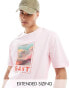 Фото #1 товара GANT washed front cloud logo print t-shirt relaxed fit in pink