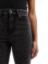 Фото #5 товара Only Emily high waisted rhinestone detail straight leg jeans in washed black