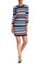 Фото #2 товара Vince Camuto 161284 Women's Dotted Stripe Jersey Shift Dress Multi Sz. 6