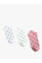 Фото #1 товара Çiçekli 3'lü Patik Çorap Seti Çok Renkli Pamuklu