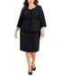 ფოტო #1 პროდუქტის Plus Size Metallic Tweed Belted Jacket & Pencil Skirt Suit