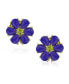 Purple Quartz Garden Flower CZ Clip-On Earrings - Non-Pierced Ears 14K Gold-Plated Sterling Silver Clip Accented with Green CZ - Button-Style Beauty