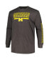 Фото #3 товара Men's Heather Charcoal Michigan Wolverines Big and Tall Two-Hit Graphic Long Sleeve T-shirt