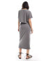 Фото #2 товара Threadbare jersey crop top & midi skirt set in charcoal