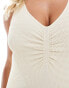 Фото #2 товара Mamalicious Maternity textured support tank midi dress with lettuce edge in cream