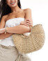 Glamorous embellished rattan beach mini grab bag in brown