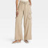Фото #1 товара Women's High-Rise Wide Leg Cargo Pants - A New Day Light Brown S