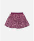 Little Girls Asymmetric Ruffle Skirt Burgundy Printed Flowers - Toddler|Child