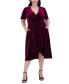 Фото #4 товара Plus Size Velvet Faux-Wrap Midi Dress