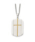 Фото #1 товара Chisel brushed Yellow IP-plated Cross Dog Tag Curb Chain Necklace