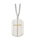 Фото #1 товара Brushed Yellow IP-plated Cross Dog Tag Curb Chain Necklace