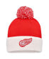 Фото #1 товара Men's Red Detroit Red Wings Team Stripe Cuffed Knit Hat with Pom