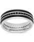 Фото #2 товара Кольцо Macy's Black Sapphire & Ceramic Stripe Band in Sterling Silver.