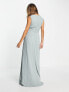 TFNC Bridesmaid pleat waistband maxi dress in sage green