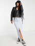 Barney's Originals Petite Beppe leather jacket with ribbed detail