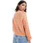 ASOS DESIGN tie front open stitch cardigan in peach