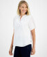 ფოტო #1 პროდუქტის Women's Clip-Stripe Ruffle-Trim Top