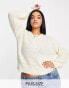 Vila Curve lattice knit jumper in cream Бежевый, EU 46 - EU46 - фото #1