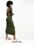 Фото #1 товара ASOS DESIGN Tall – Midi-Strickkleid in Khaki mit Rückenausschnitt