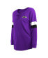 Women's Purple Baltimore Ravens Plus Size Athletic Varsity Lace-Up V-Neck Long Sleeve T-shirt