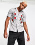 Bolongaro Trevor shirt with rose embroidery in stone