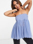 Фото #1 товара Free People lace detail floaty tube top in chambray blue