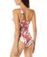 Фото #2 товара Women's Ruched Bow One-Shoulder Swimsuit