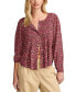Women's Printed Pintucked Button-Front Top