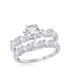 Sterling Silver Six-Prong Multi-Shaped Half Band Baguette CZ Engagement Ring Set