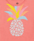 Фото #2 товара Little Girls Pineapple Tee and Printed French Terry Shorts, 2 piece set