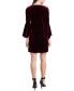 Фото #2 товара Velvet Bell-Sleeve Shift Dress