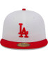 ფოტო #3 პროდუქტის Men's White, Red Los Angeles Dodgers Optic 59FIFTY Fitted Hat
