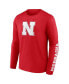 Фото #3 товара Men's Red Nebraska Huskers Double Time 2-Hit Long Sleeve T-shirt