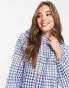 Фото #6 товара New Look high neck ruffle detail mini dress in blue check