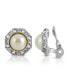 Фото #1 товара Серьги 2028 Gold Tone Pearl Crystal Button Clip