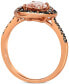 ფოტო #3 პროდუქტის Peach Morganite (7/8 ct. t.w.) & Diamond (3/8 ct. t.w.) Halo Ring in 14k Rose Gold