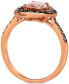 Peach Morganite (7/8 ct. t.w.) & Diamond (3/8 ct. t.w.) Halo Ring in 14k Rose Gold