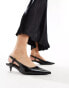 Фото #1 товара Pull&Bear pointed toe sling black kitten heel in black